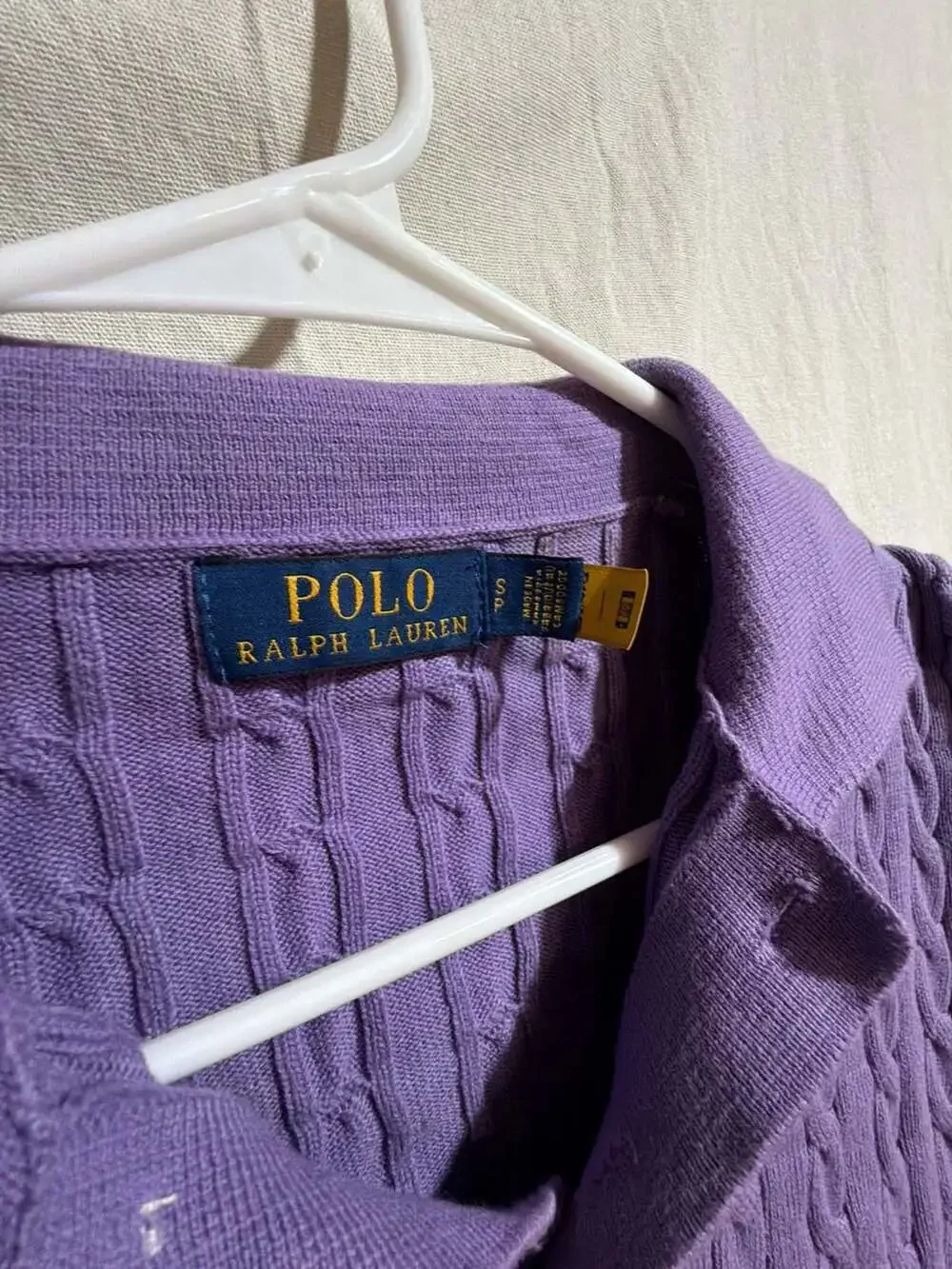 Polo Ralph Lauren Purple Cable-Knit Short Sleeve Polo Shirt